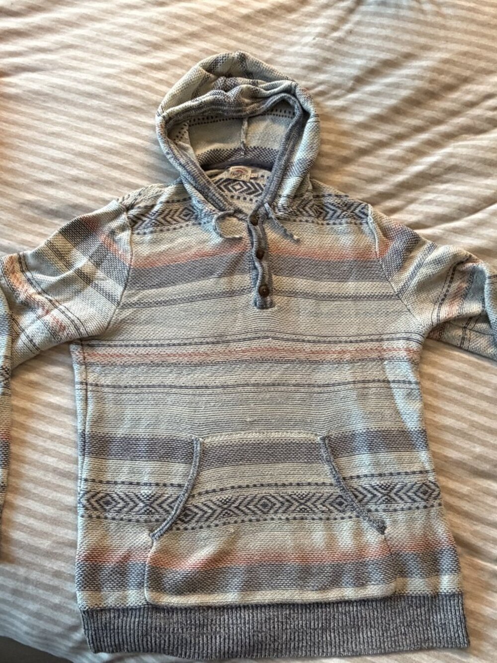 Faherty Southwestern Knit Hooded Poncho Medium